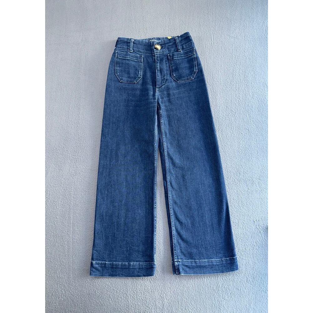 Maeve by Anthropologie The Colette Wide Leg Jeans Dark Wash Size 24 High Rise